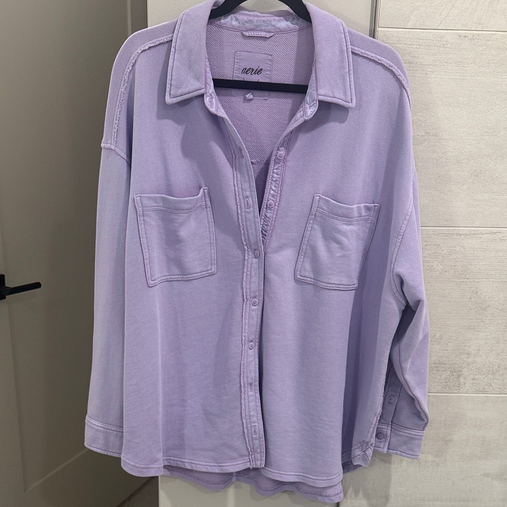 AERIE LAVENDER LUMBER JANE BUTTON UP